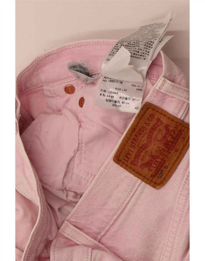 Calça jeans feminina Levi's 501 Straight W25 L30 algodão rosa