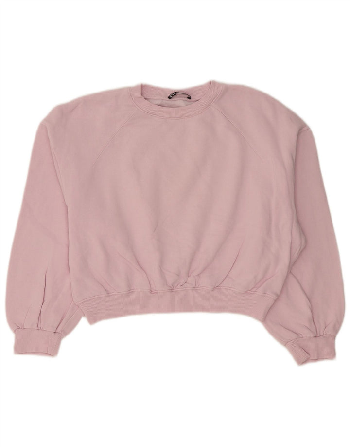 Zara Womens Crop Oversized Moletom Jumper Reino Unido 10 Pequeno Rosa