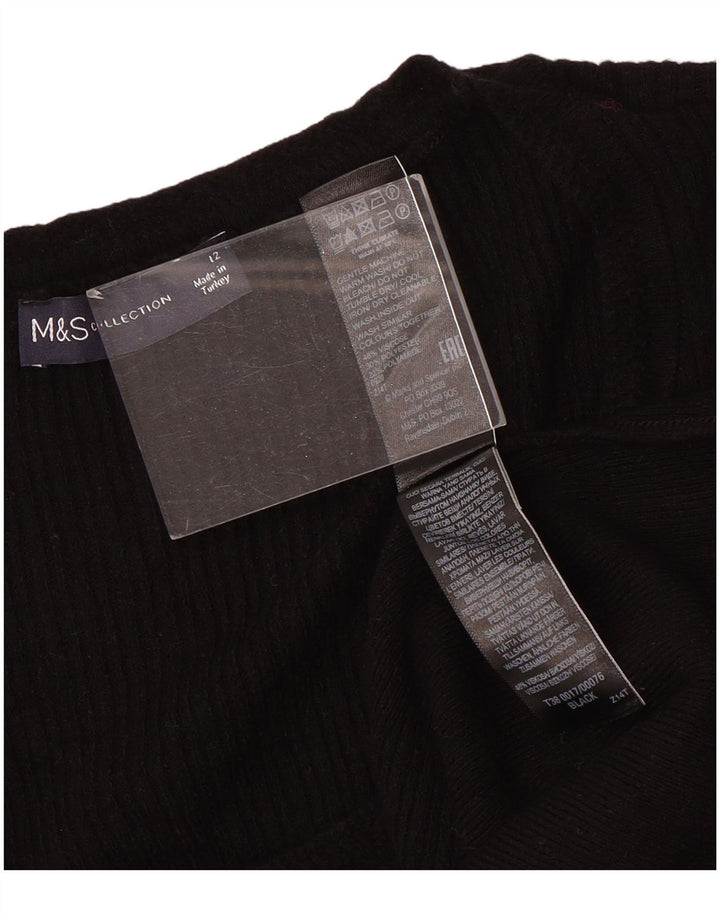 Suéter feminino Marks & Spencer com gola canoa e viscose preta média Reino Unido 12