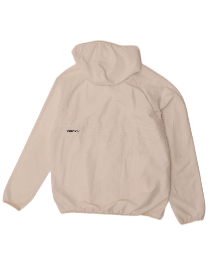 Jaqueta corta-vento com capuz Adidas Mens Climalite Reino Unido 40 Grande Poliéster Branco