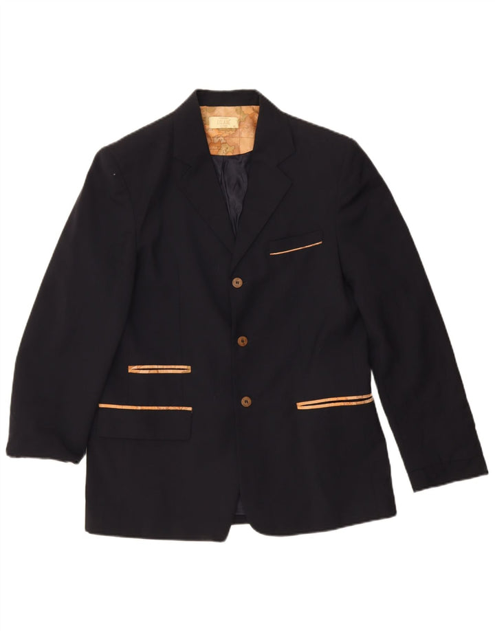 ALVIERO MARTINI Jaqueta blazer masculina de 3 botões 13-14 anos XL azul marinho