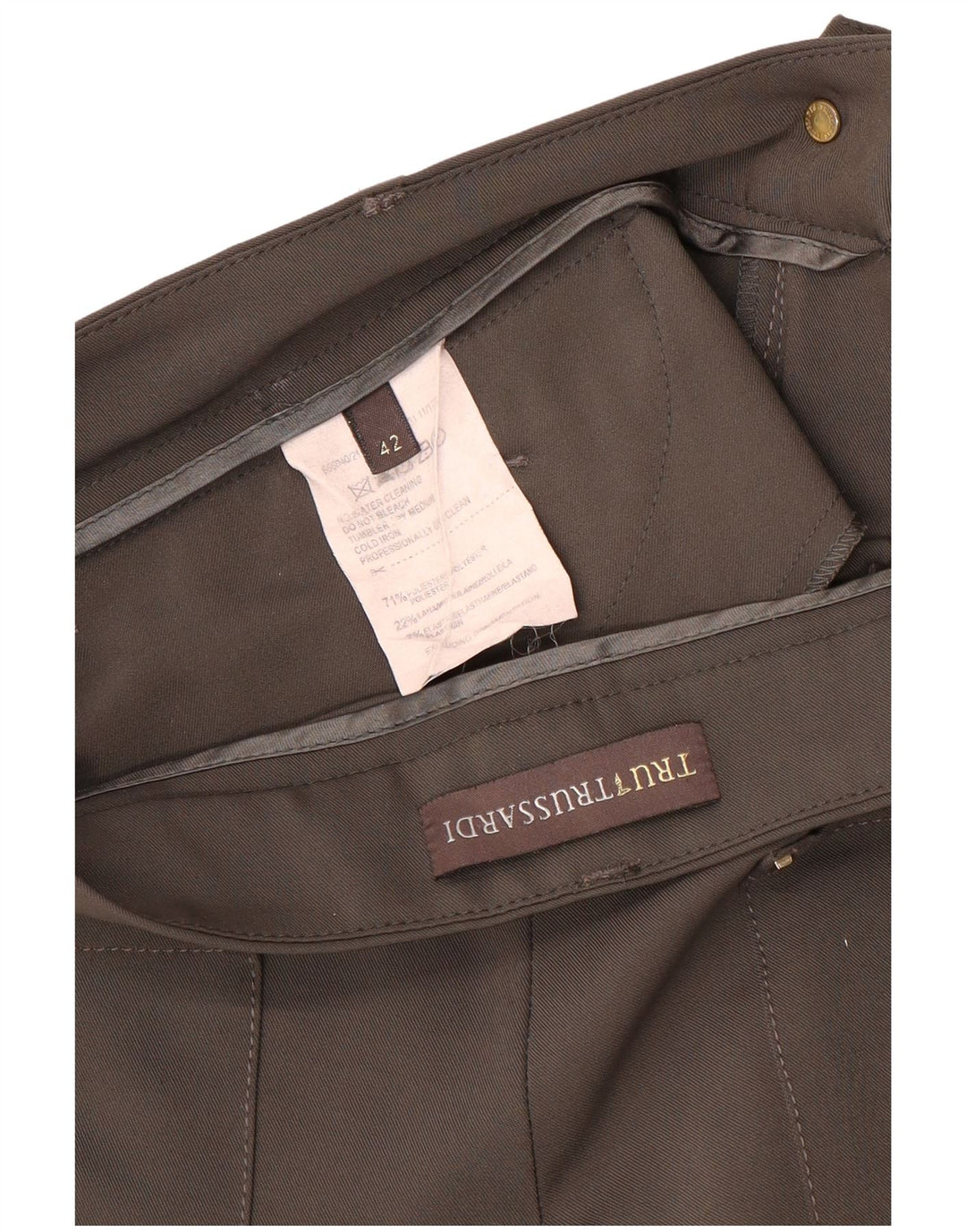 Calça feminina casual slim TRUSSARDI IT 42 médio W32 L29 poliéster marrom
