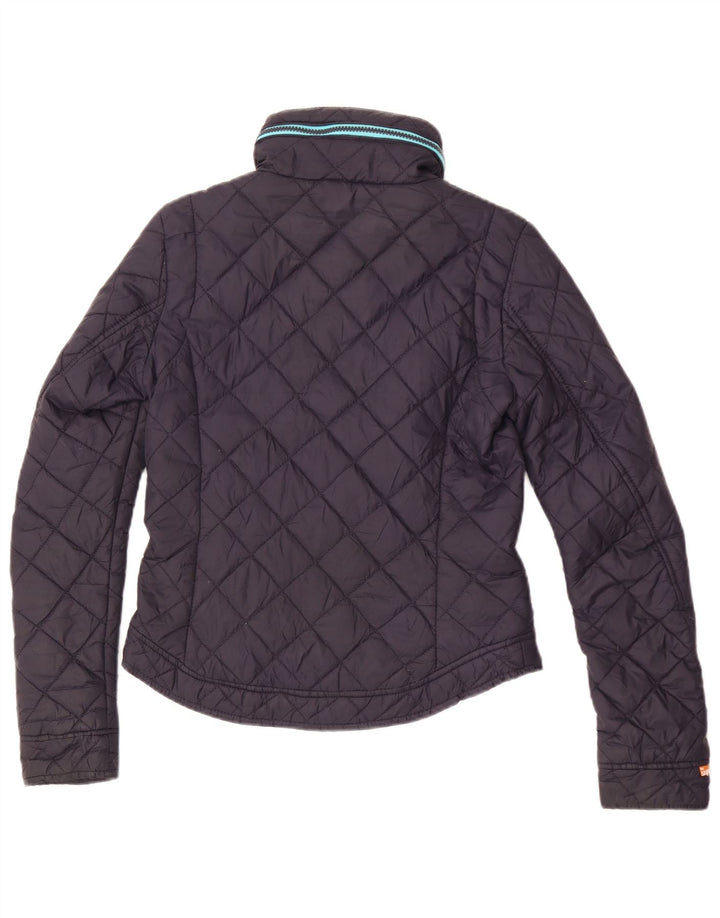 Jaqueta acolchoada com capuz feminina Superdry UK 6 XS azul marinho