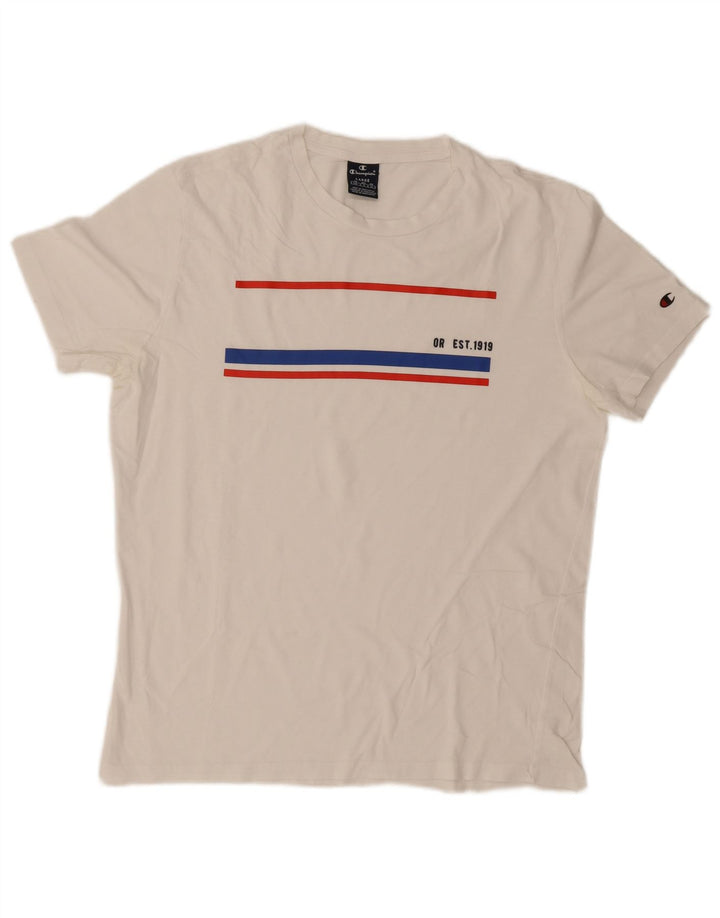 Camiseta masculina estampada Champion grande branca