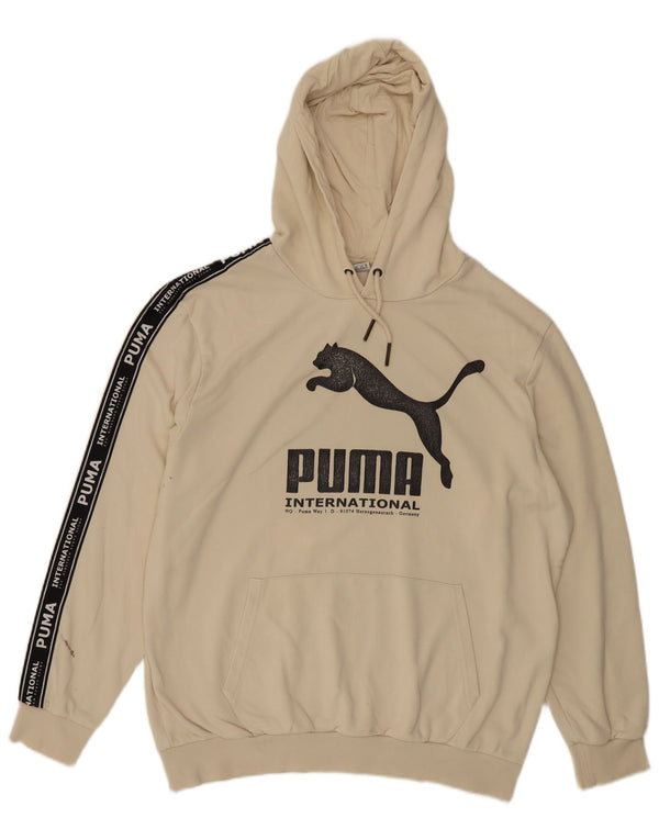 Puma masculino gráfico solto ajuste moletom com capuz médio off white colorblock