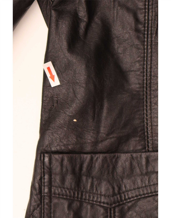 Jaqueta blazer feminina vintage de couro com 3 botões IT 44 médio preto