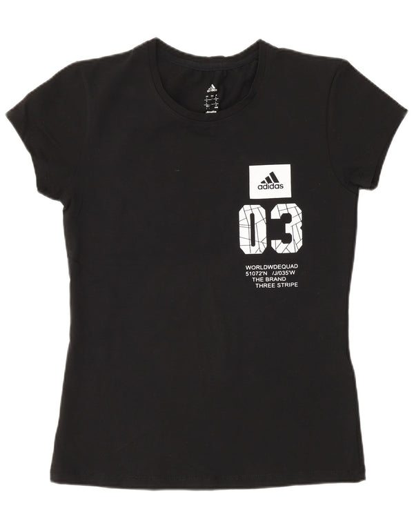 Camiseta Adidas Feminina Climalite Graphic Top UK 14 Grande Algodão Preto