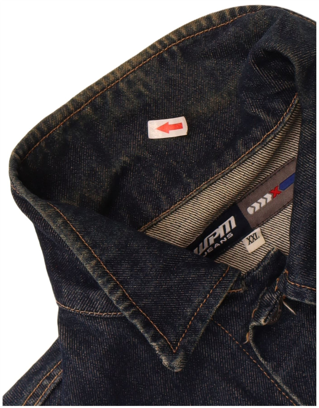 Jaqueta jeans masculina WPM UK 44 2XL algodão azul marinho