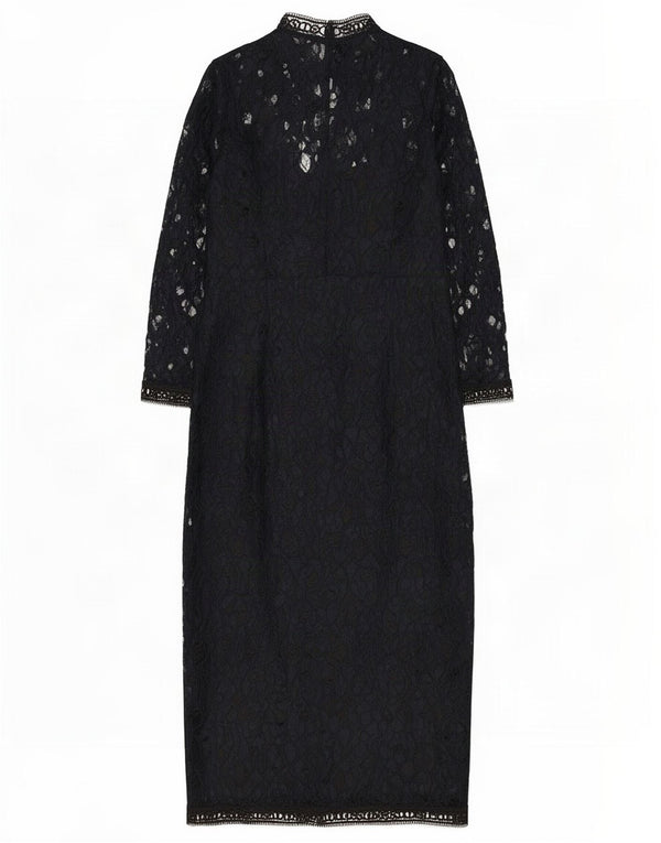 Zara Vestido maxi feminino transparente de renda Reino Unido 12 médio azul marinho floral