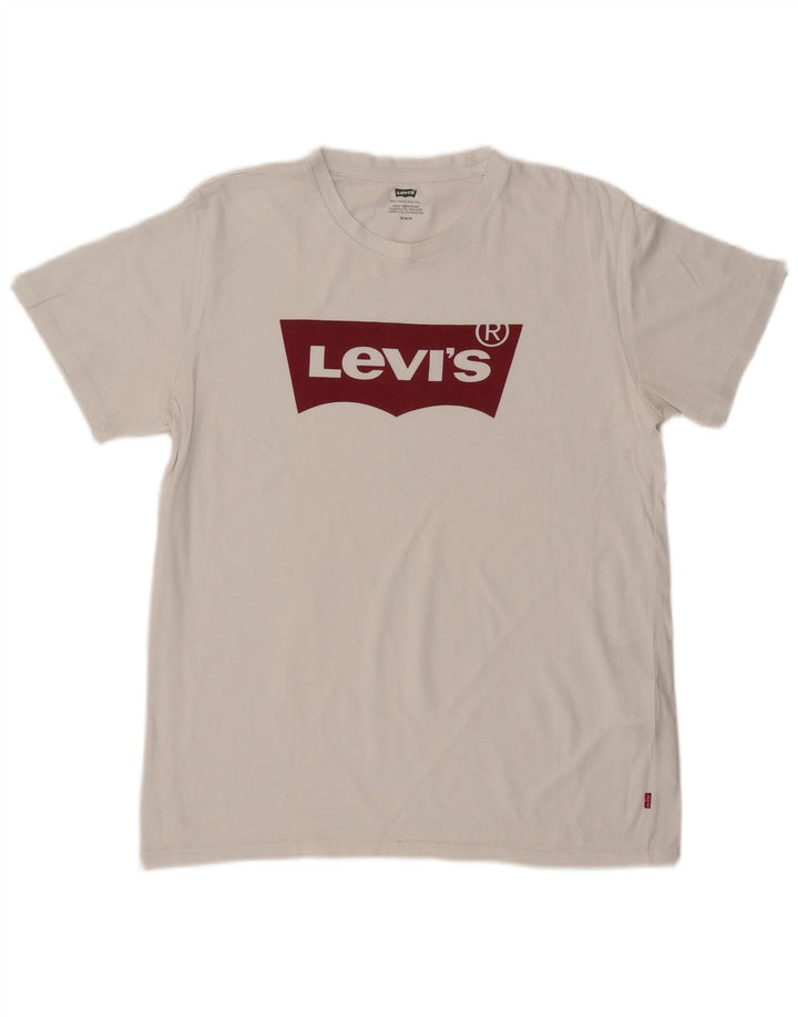 Camiseta gráfica masculina LEVI'S Top médio algodão branco