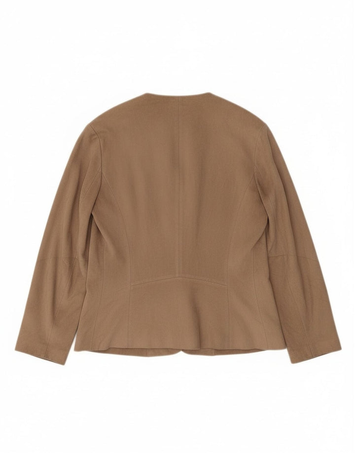 Cardigan feminino Zara manga 3/4 UK 14 poliéster bege médio