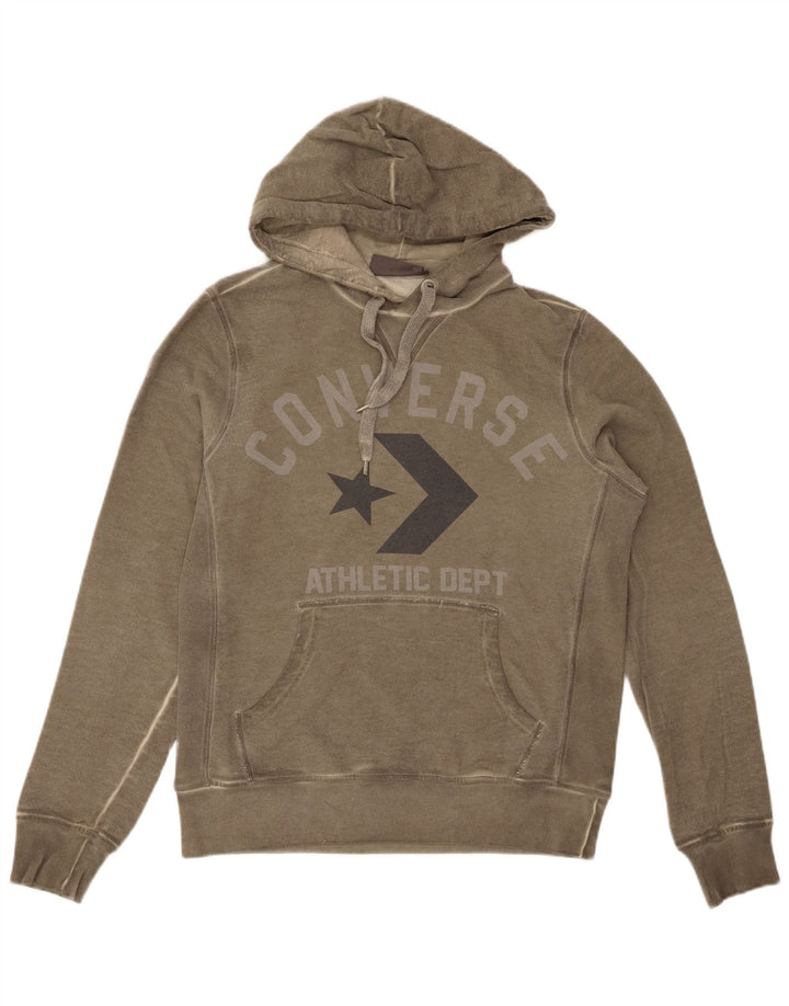 Suéter com capuz gráfico CONVERSE masculino Athletic Dept algodão cinza médio
