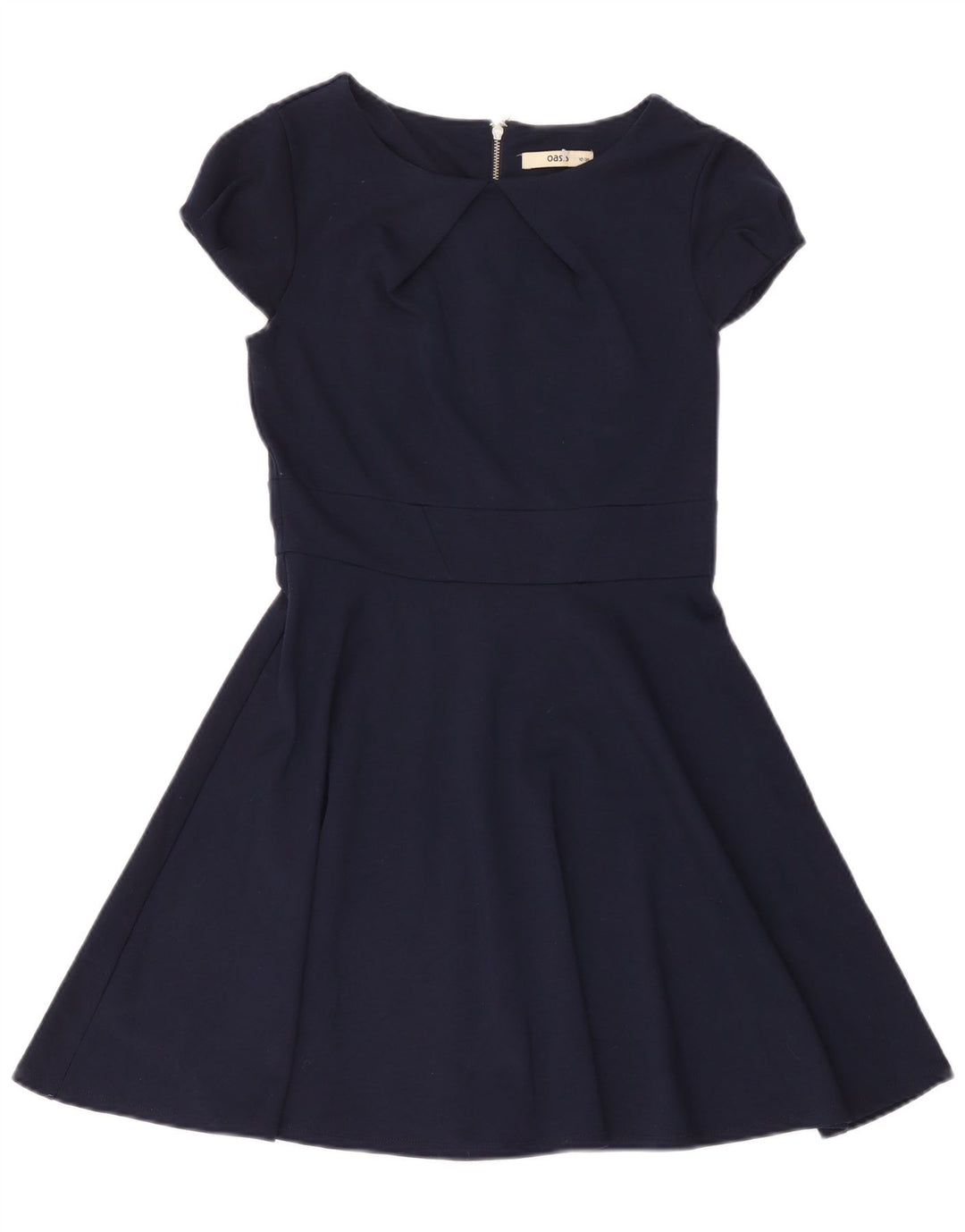 Vestido feminino Oasis A-Line UK 10 pequeno poliéster azul marinho