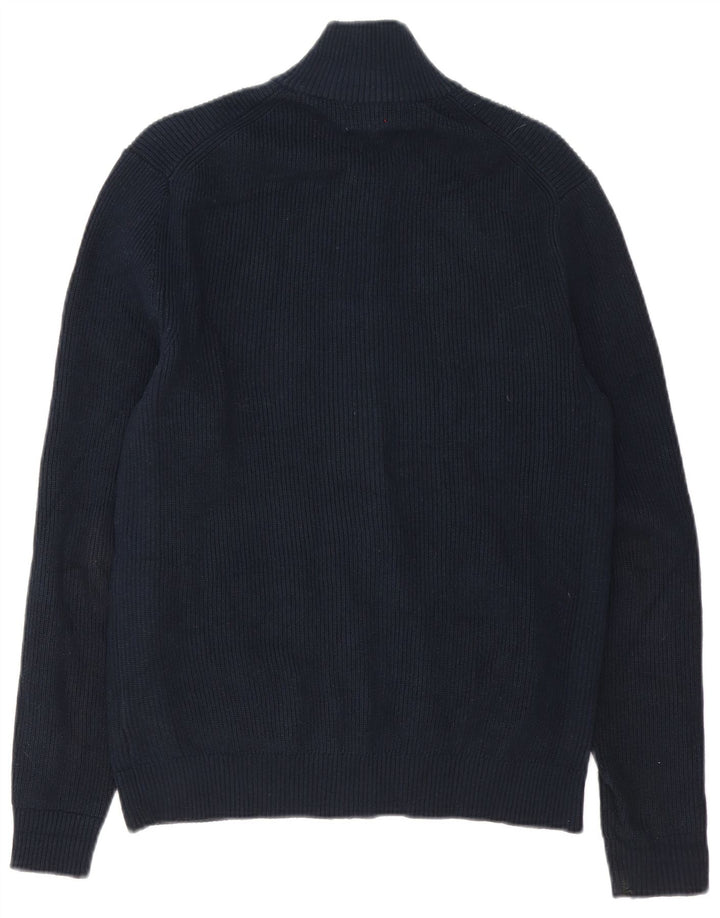 Suéter cardigã masculino Marks & Spencer pequeno algodão azul marinho