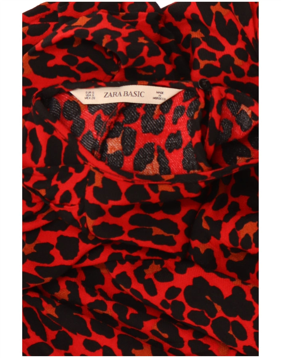 Blusa feminina manga 3/4 ZARA UK 10 pequena estampa animal vermelha