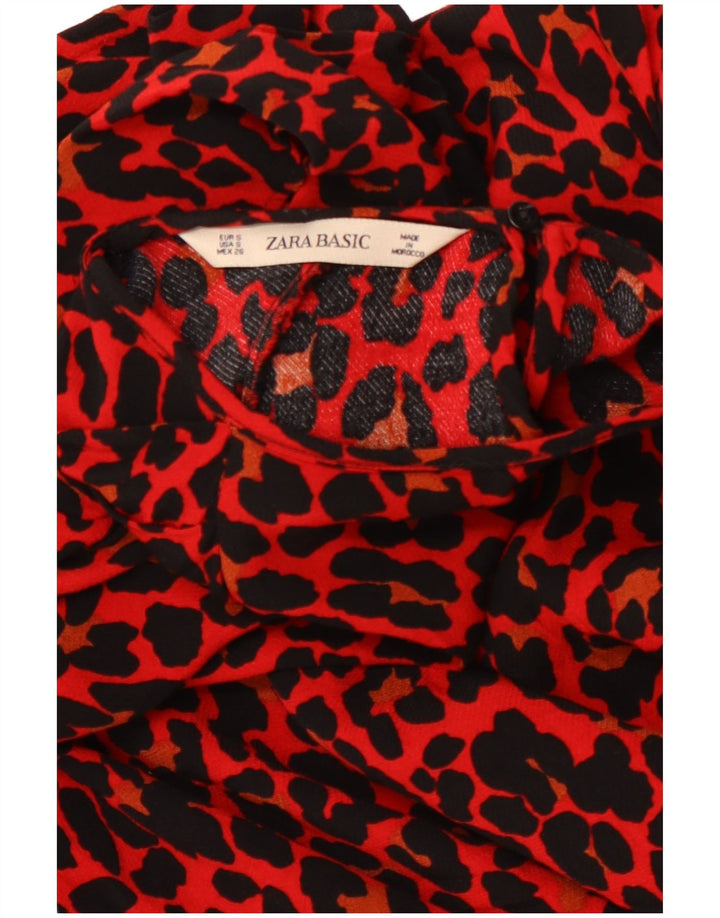 Blusa feminina manga 3/4 ZARA UK 10 pequena estampa animal vermelha