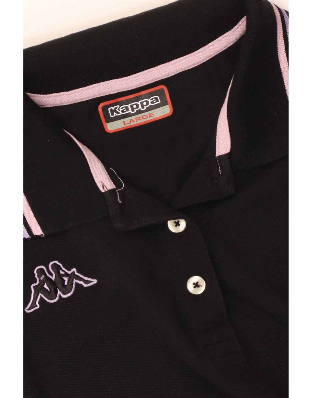 Camisa polo feminina Kappa UK 14 grande bloco colorido preto