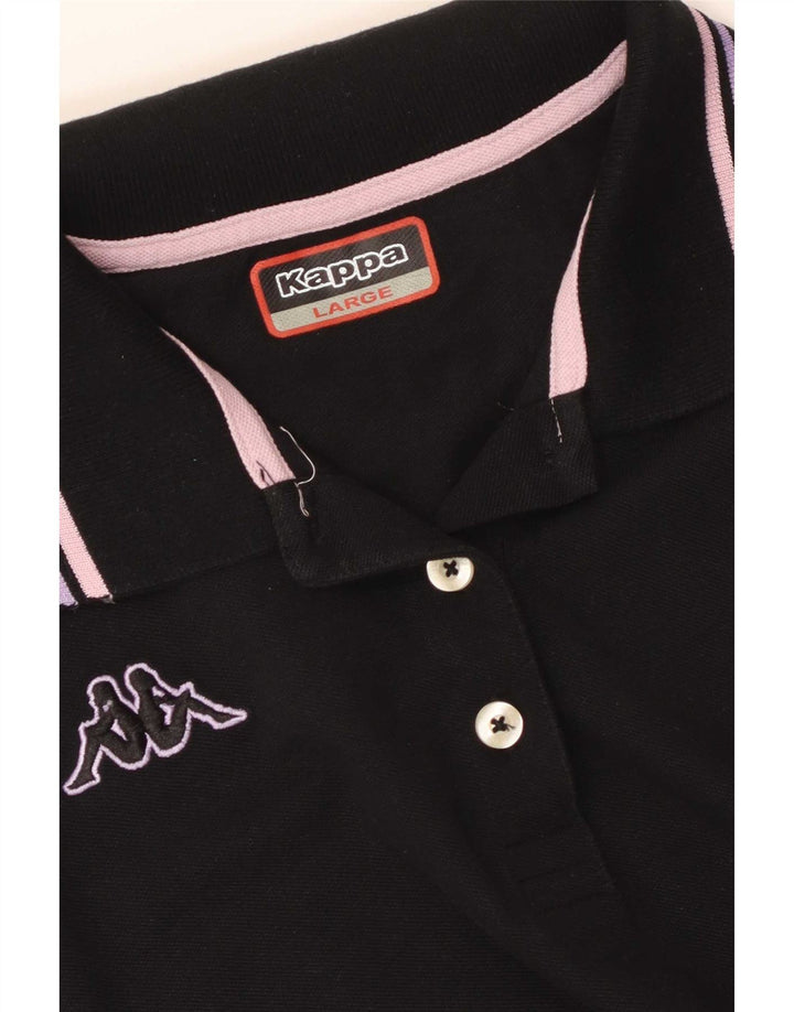 Camisa polo feminina Kappa UK 14 grande bloco colorido preto