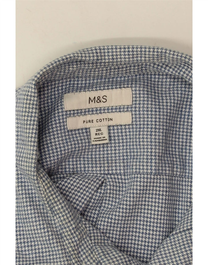Camisa masculina de flanela Marks & Spencer 2XL algodão houndstooth azul