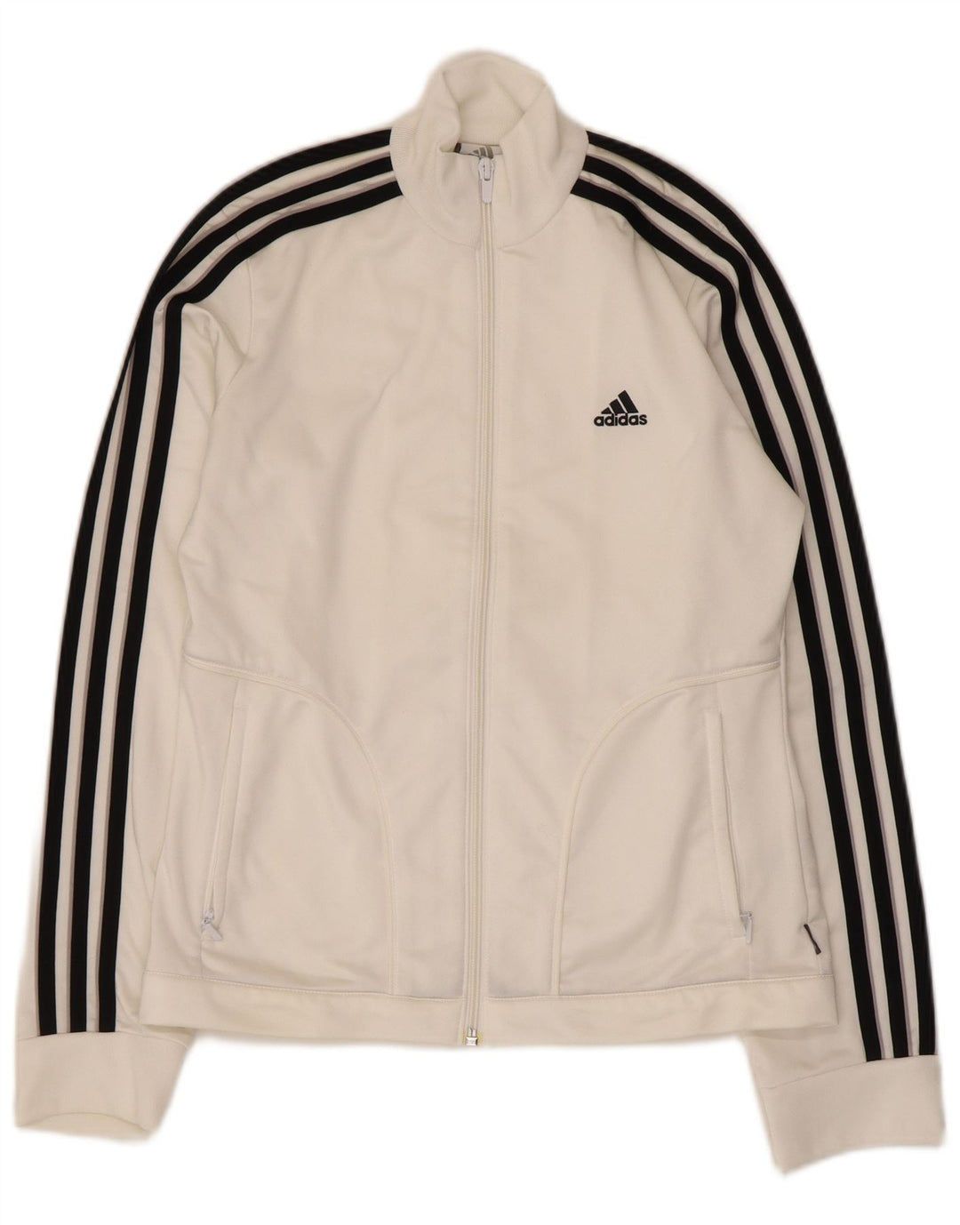 Adidas Womens Tracksuit Top Jacket UK 10 Pequeno Poliéster Branco
