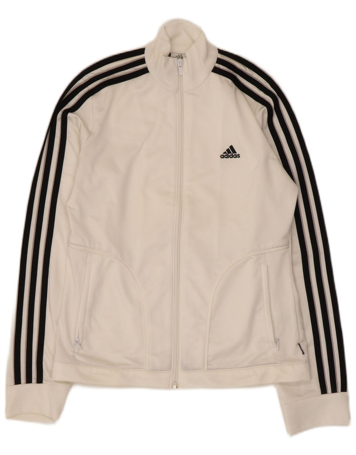 Adidas Womens Tracksuit Top Jacket UK 10 Pequeno Poliéster Branco