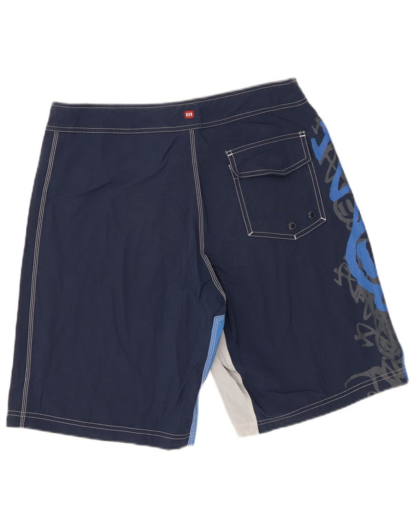 Shorts de natação masculino animal gráfico azul marinho médio Colourblock poliéster