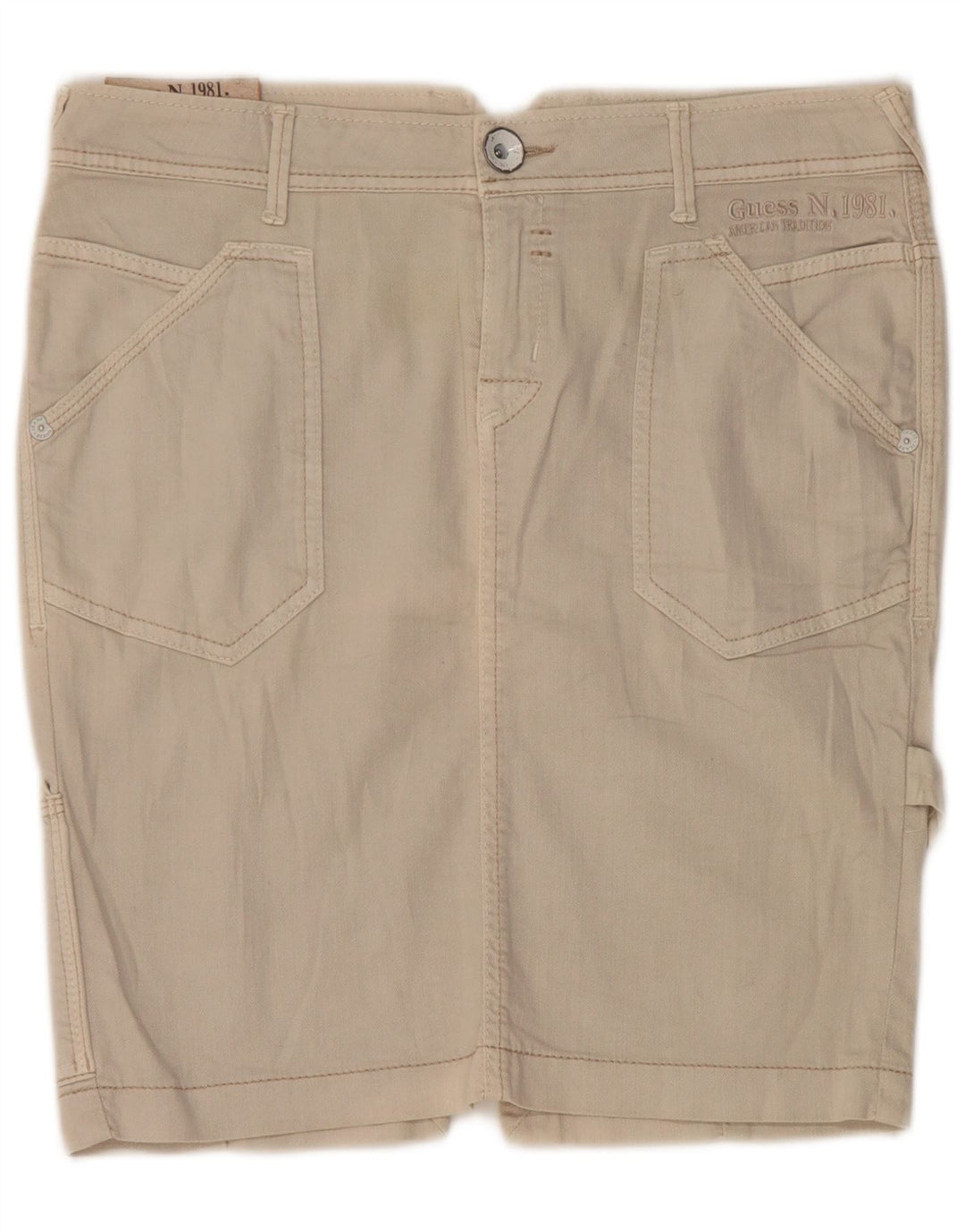 Guess Saia feminina jeans cargo W28 algodão bege médio