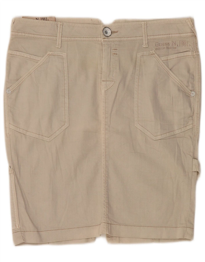 Guess Saia feminina jeans cargo W28 algodão bege médio