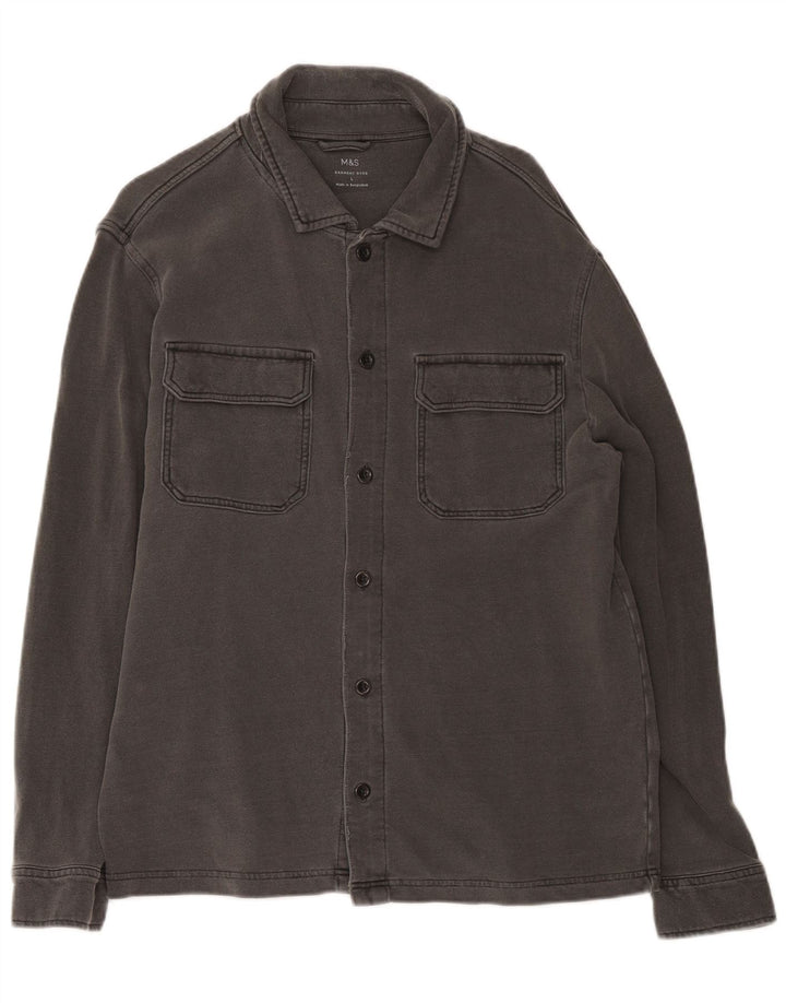 Camisa masculina Marks & Spencer grande algodão cinza