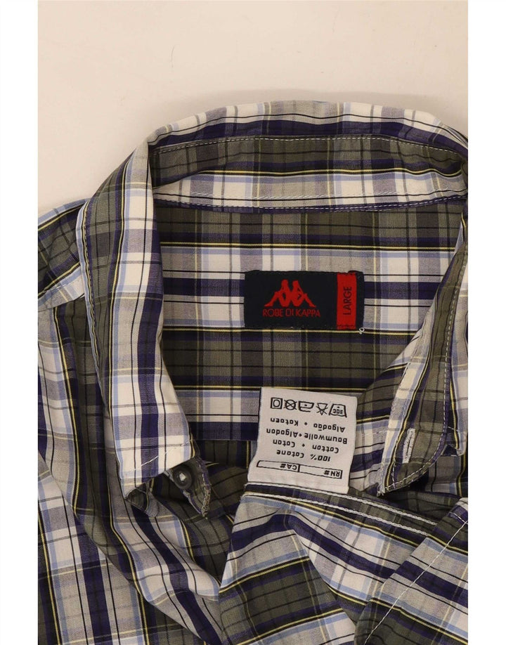 Camisa masculina Kappa grande algodão xadrez verde