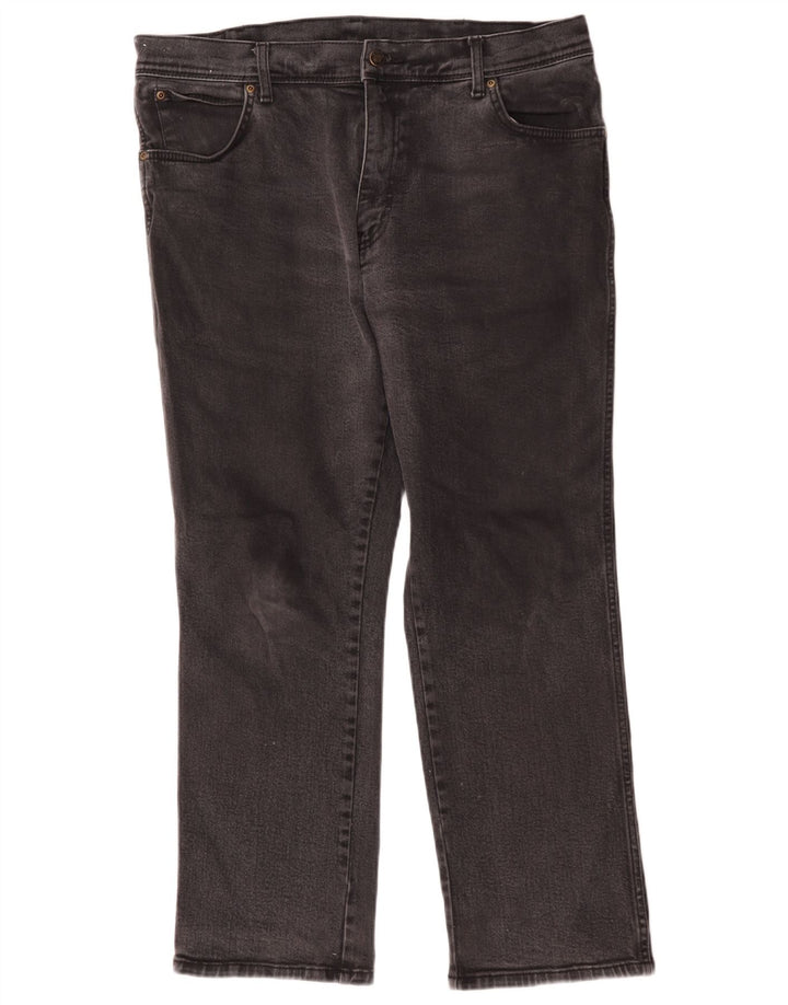 Wrangler Mens Regular Fit Straight Jeans W38 L30 Algodão Preto