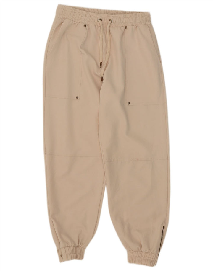 Calça de treino feminina Zara Joggers UK 12 Médio Off White
