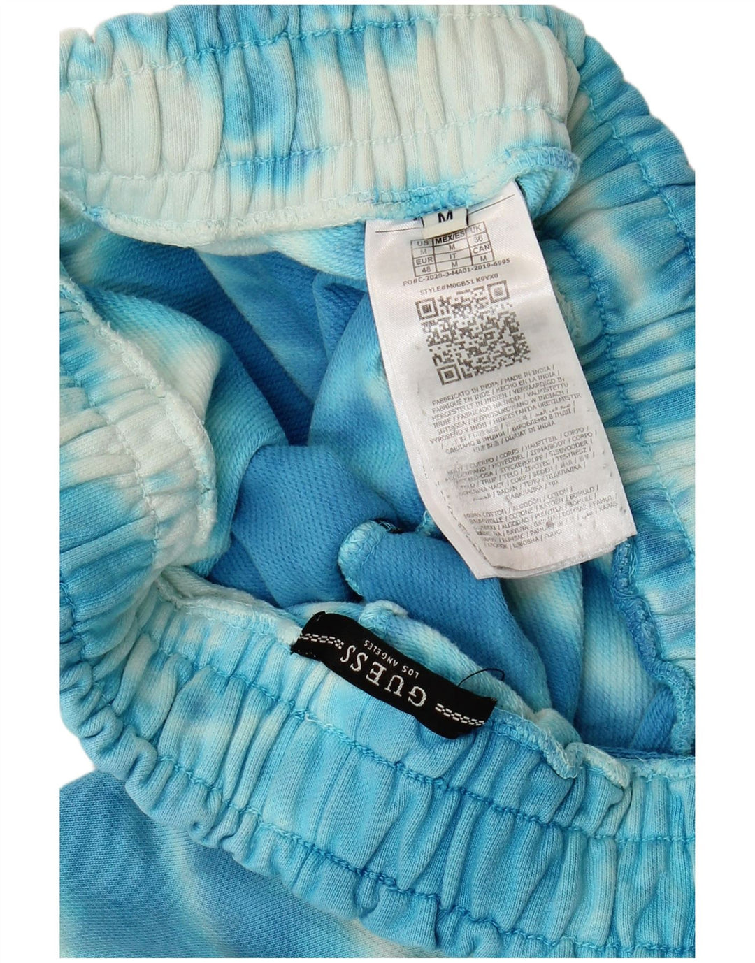 Guess Calções esportivos masculinos médios azuis tie-dye algodão
