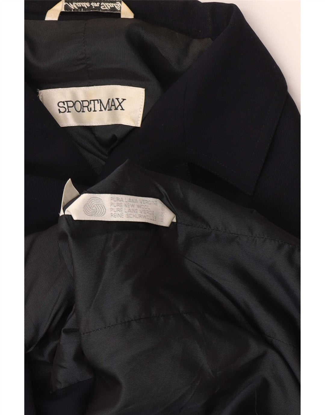 Jaqueta Blazer Feminina Sportmax Reino Unido 12 Lã Azul Marinho Médio