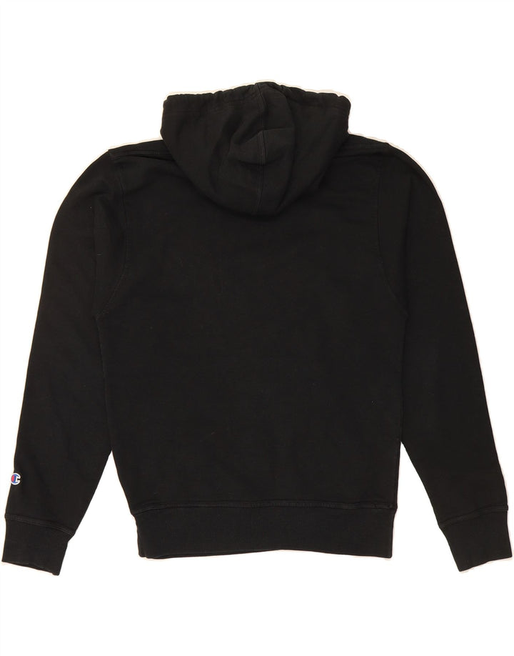 CHAMPION Mens Graphic Hoodie Jumper Small Black Cotton Vintage Champion and Second-Hand Champion from Messina Hembry 