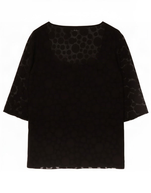 Túnica feminina Marks & Spencer manga 3/4 Reino Unido 20 2XL bolinhas pretas
