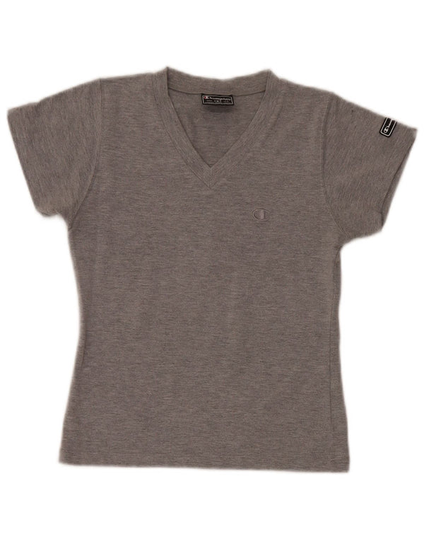 Camiseta feminina Champion UK 8 pequena algodão cinza