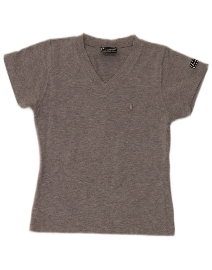 Camiseta feminina Champion UK 8 pequena algodão cinza