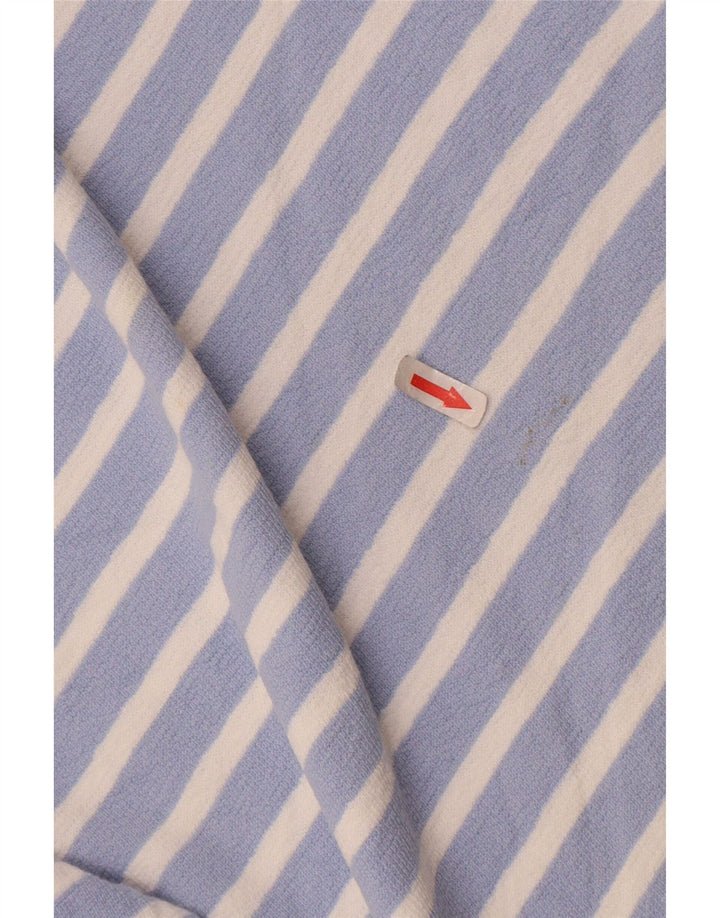 Top feminino Marks & Spencer manga comprida Reino Unido 16 grande algodão listrado azul