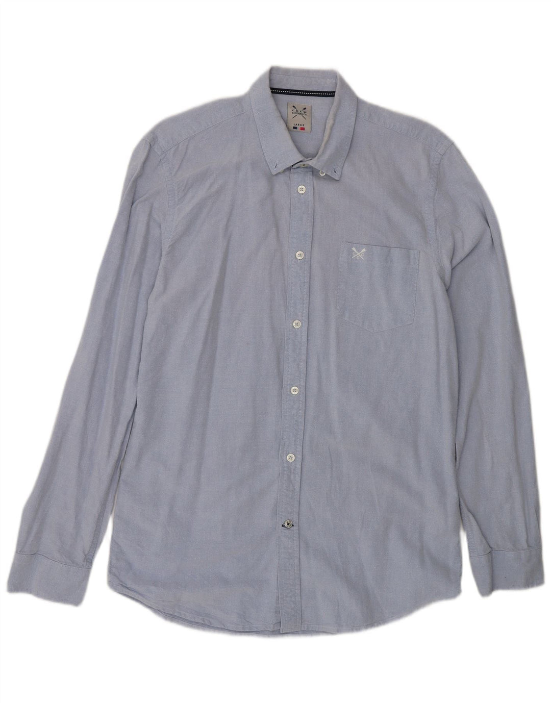 Crew Clothing Camisa masculina grande algodão azul