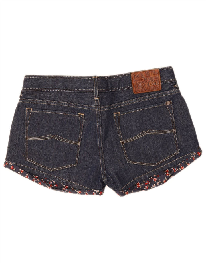 Shorts jeans feminino JACK WILLS Reino Unido 8 pequeno W28 azul marinho floral