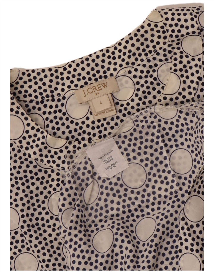 J. CREW Blusa feminina sem mangas top EUA 4 pequenas bolinhas brancas de poliéster