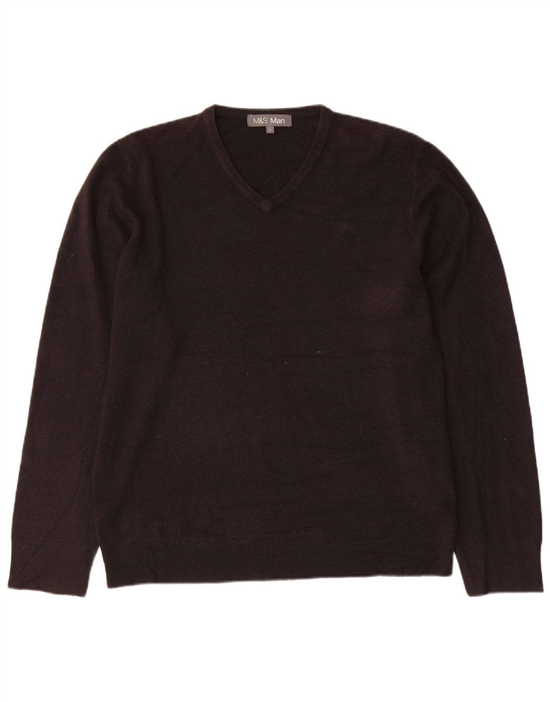 Suéter masculino Marks & Spencer com decote em V grande acrílico preto