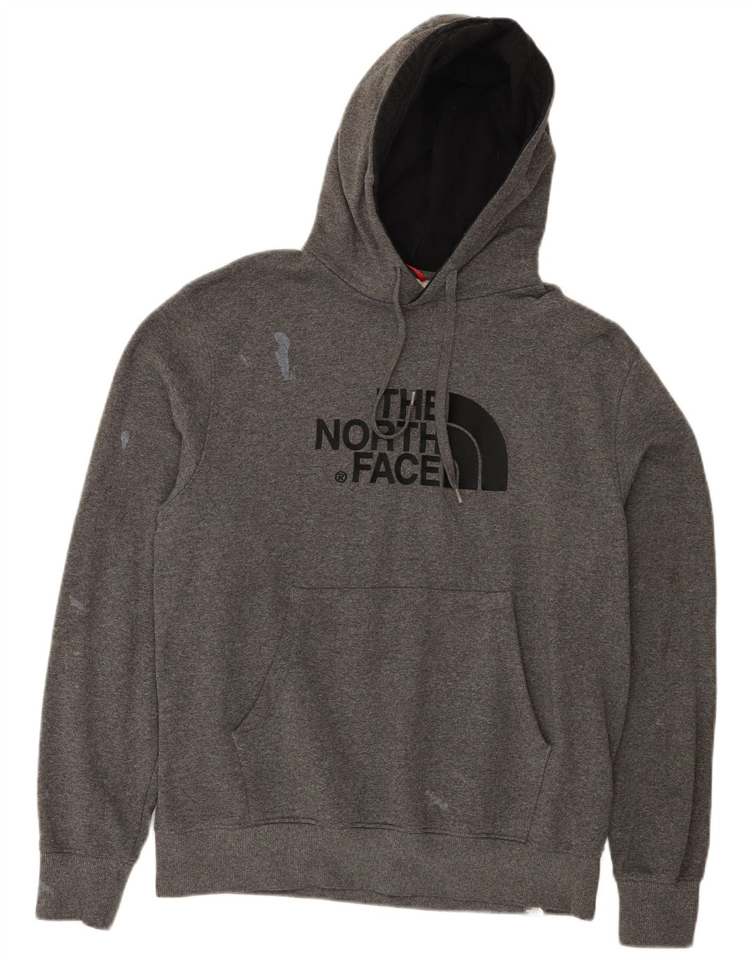 THE NORTH FACE Suéter gráfico masculino com capuz e algodão grande cinza manchado