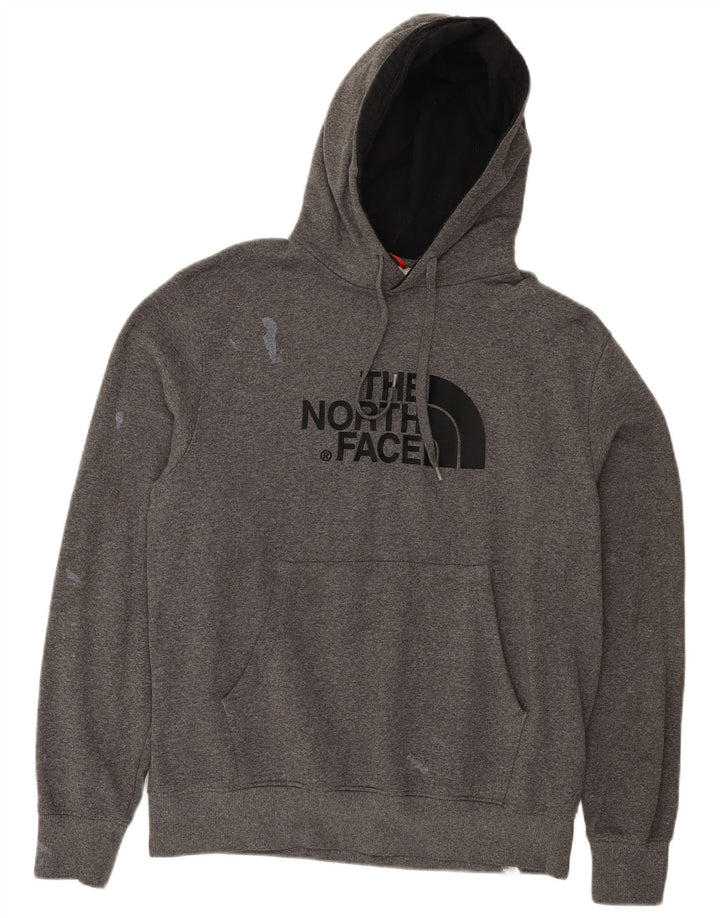 THE NORTH FACE Suéter gráfico masculino com capuz e algodão grande cinza manchado