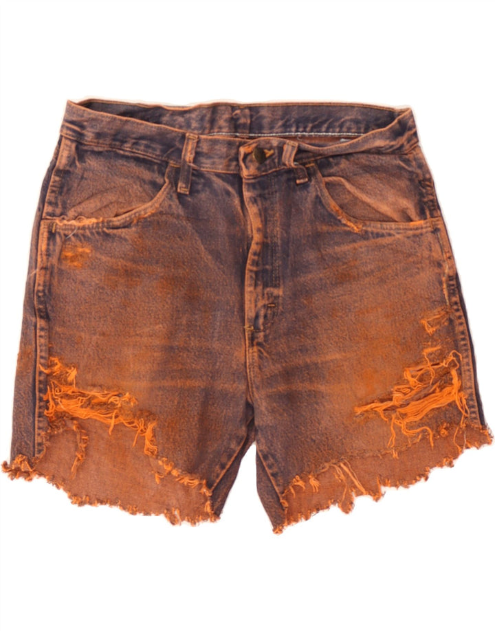 RUSTLER Womens Denim Shorts W33 Large  Orange Colourblock Cotton Vintage Rustler and Second-Hand Rustler from Messina Hembry 