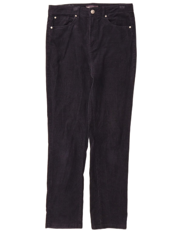 Calça feminina de veludo Marks & Spencer Reino Unido 12 médio W30 L30 azul marinho