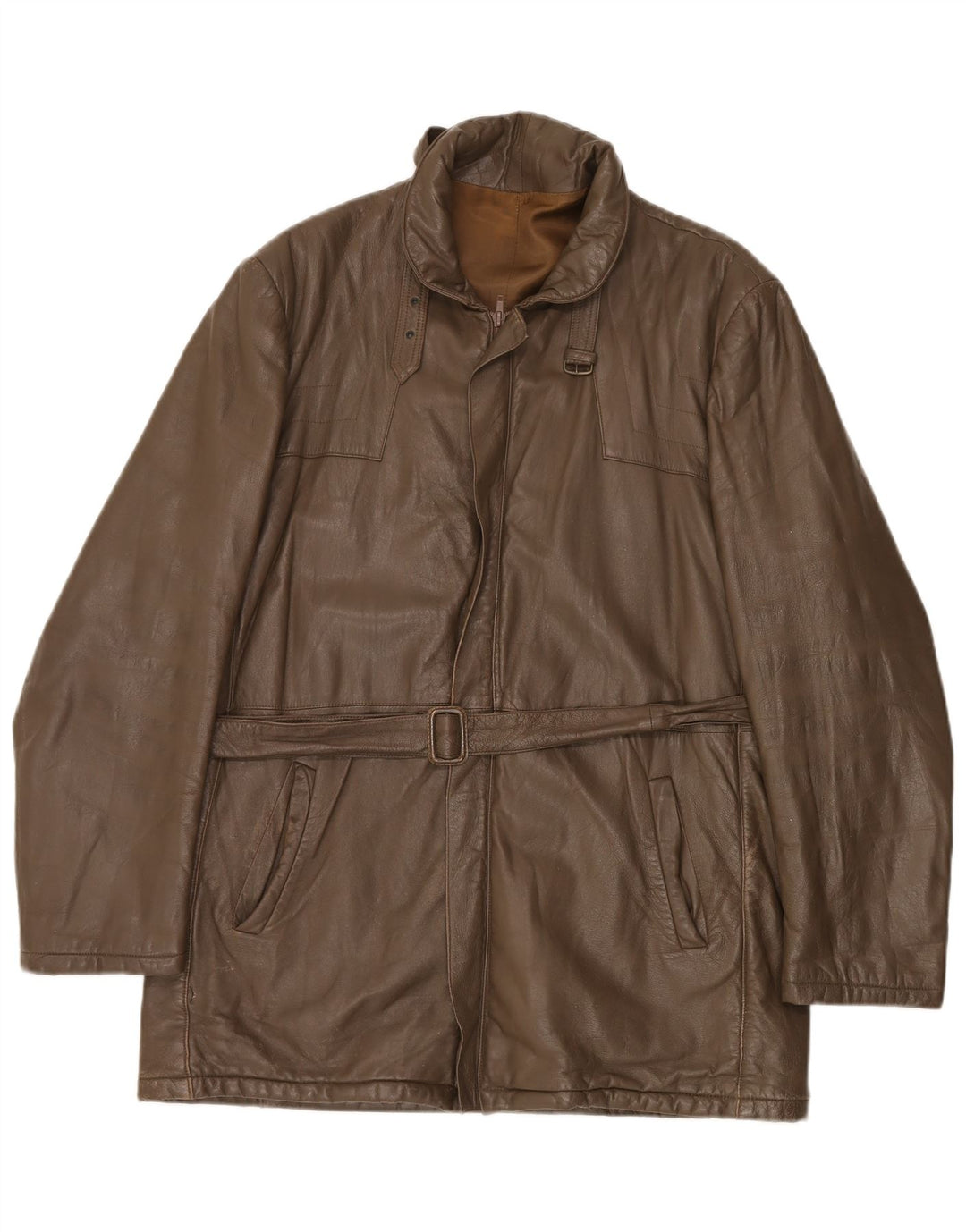 Jaqueta de couro masculina vintage IT 52 XL couro marrom