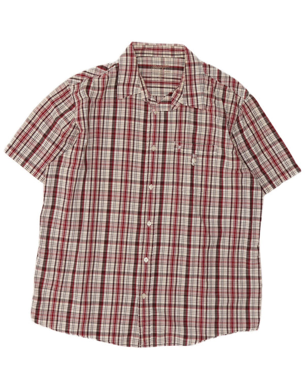 Wrangler Camisa masculina de manga curta grande algodão xadrez Borgonha