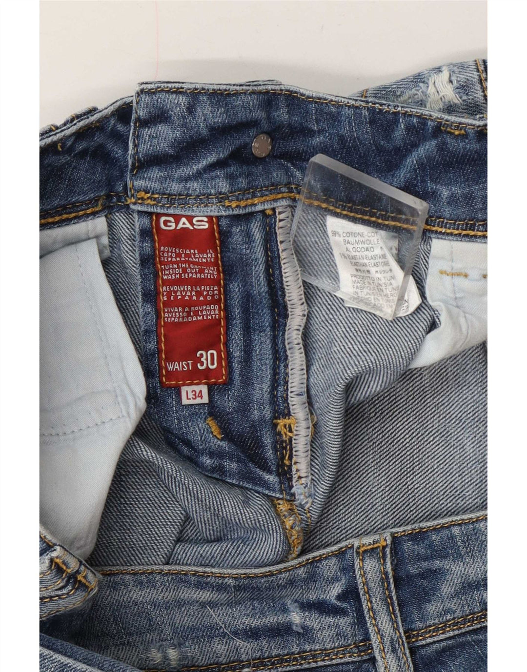 Gas Womens Jeans retos desgastados W30 L30 algodão azul